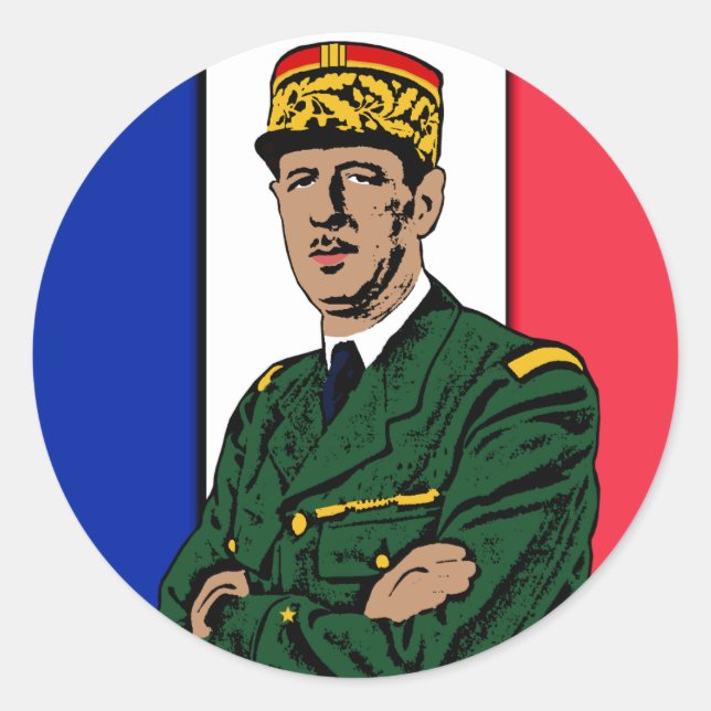 Charles de Gaulle Classic Round Sticker (Front)