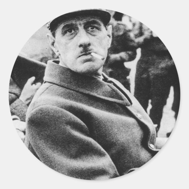 Charles De Gaulle Military Portrait Classic Round Sticker (Front)
