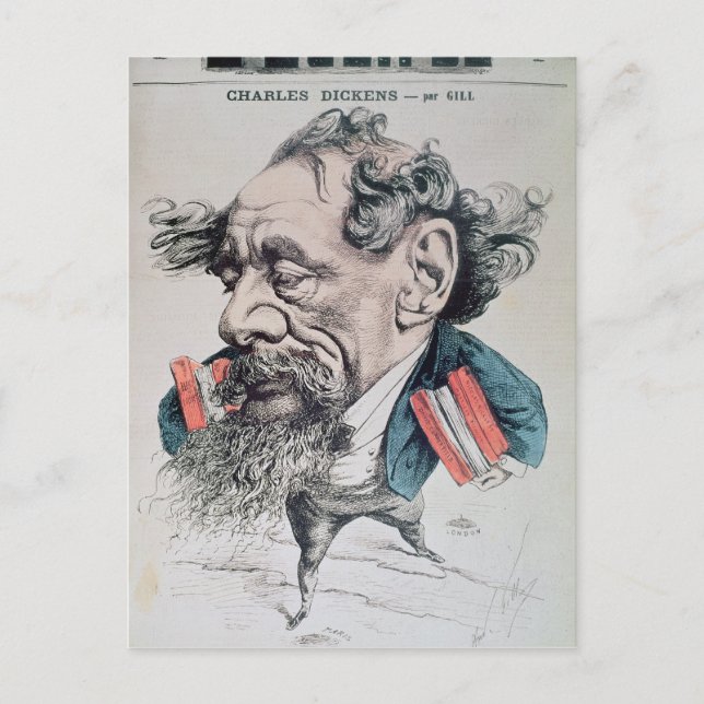 Charles Dickens astride the English Channel Postcard (Front)