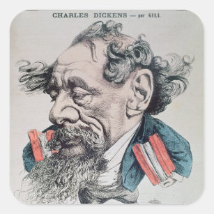 Charles Dickens astride the English Channel Square Sticker