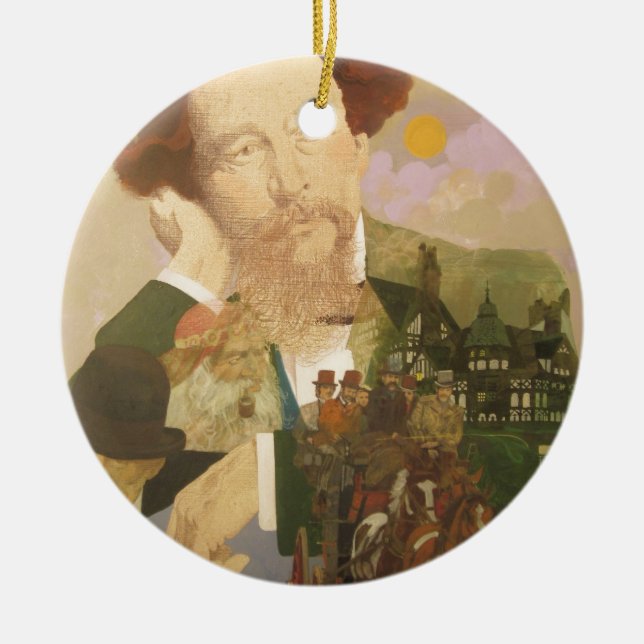 Charles Dickens, English Author Ceramic Tree Decoration (Front)