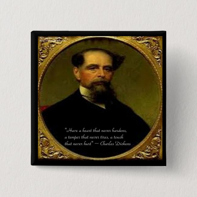 Charles Dickens & Heartfelt Quote 15 Cm Square Badge (Front)
