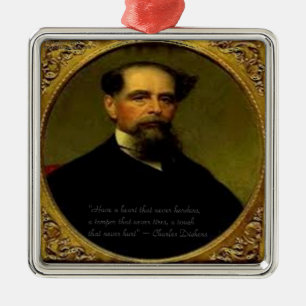 Charles Dickens & Heartfelt Quote Metal Tree Decoration