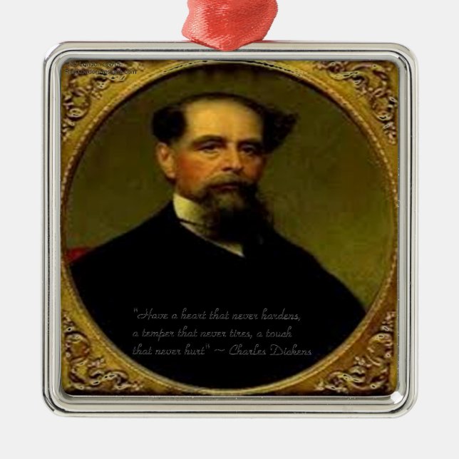 Charles Dickens & Heartfelt Quote Metal Tree Decoration (Front)