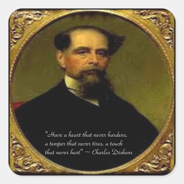 Charles Dickens & Heartfelt Quote Square Sticker (Front)