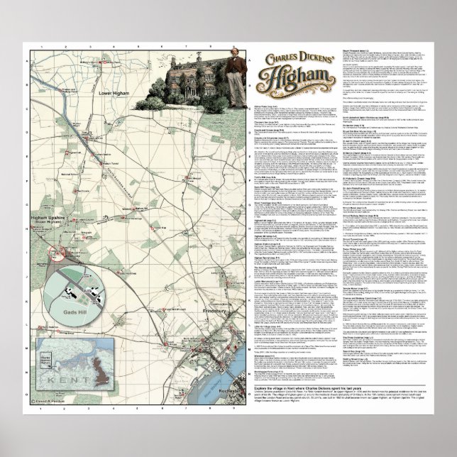 Charles Dickens' Higham High Resolution Map Poster (Front)
