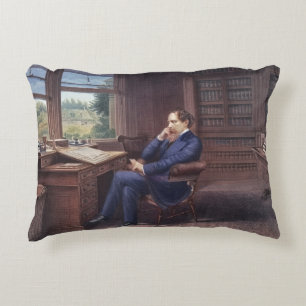 Charles Dickens in His Study Decorative Cushion