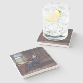 Charles Dickens in His Study Stone Coaster