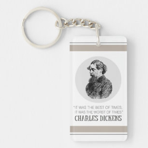 Charles Dickens Portrait and Quote Key Ring