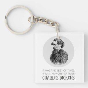 Charles Dickens Portrait and Quote Key Ring