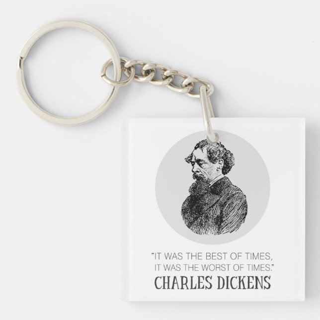 Charles Dickens Portrait and Quote Key Ring (Front)