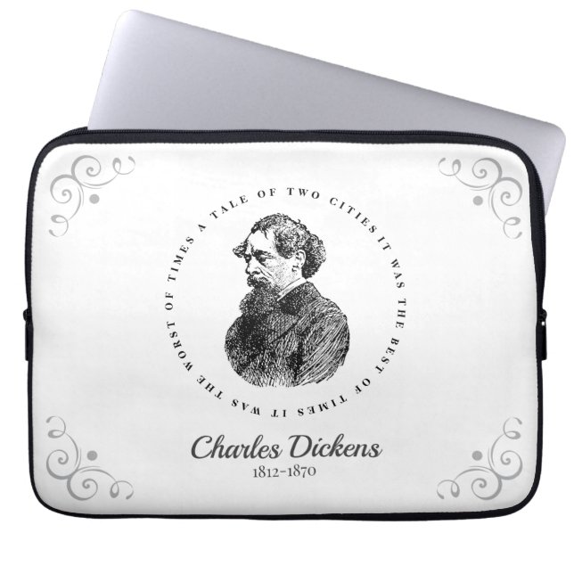 Charles Dickens Portrait and Quote Laptop Sleeve (Front)
