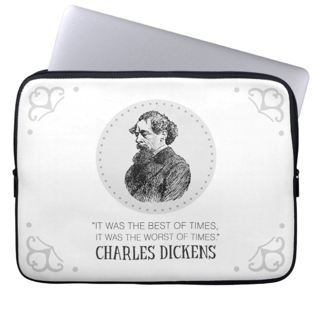 Charles Dickens Portrait and Quote Laptop Sleeve (Front)