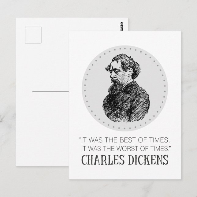 Charles Dickens Portrait and Quote Postcard (Front/Back)