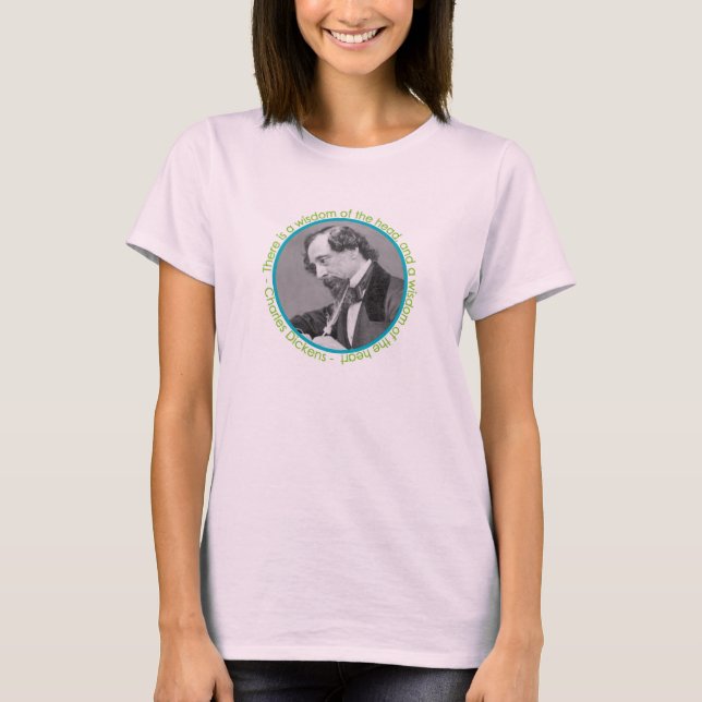 Charles Dickens Portrait With Quote T-Shirt (Front)