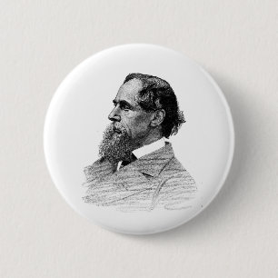 Charles Dickens Profile 6 Cm Round Badge