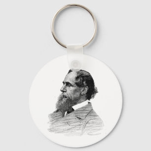 Charles Dickens Profile Key Ring
