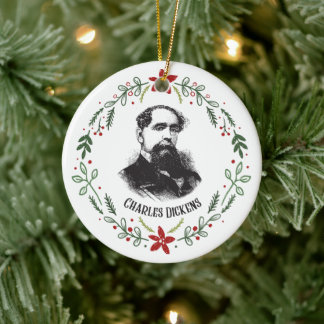 Charles Dickens Victorian Author Portrait Vintage  Ceramic Tree Decoration