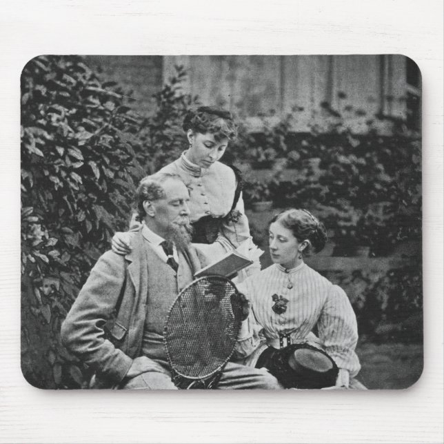 Charles Dickens with two of his daughters Mouse Mat (Front)