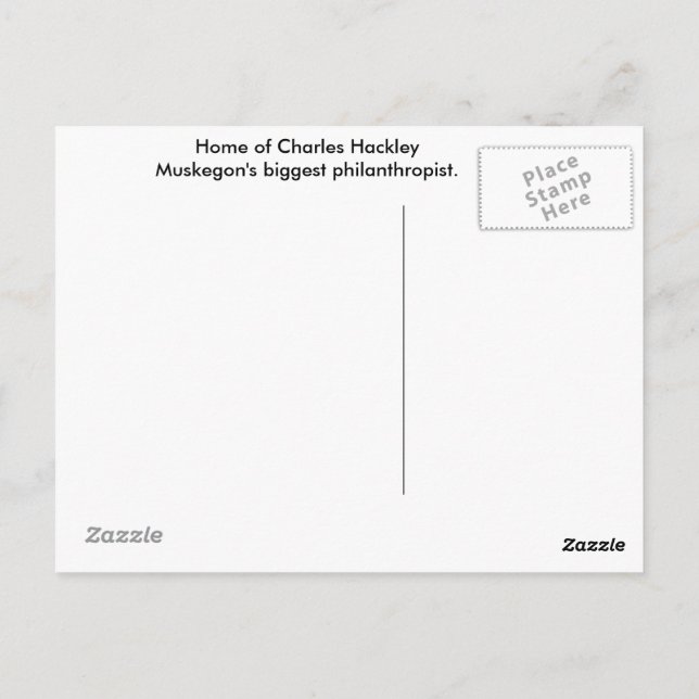 Charles Hackley House Post Card. Postcard (Back)