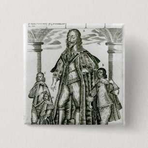 Charles I with his Children 15 Cm Square Badge