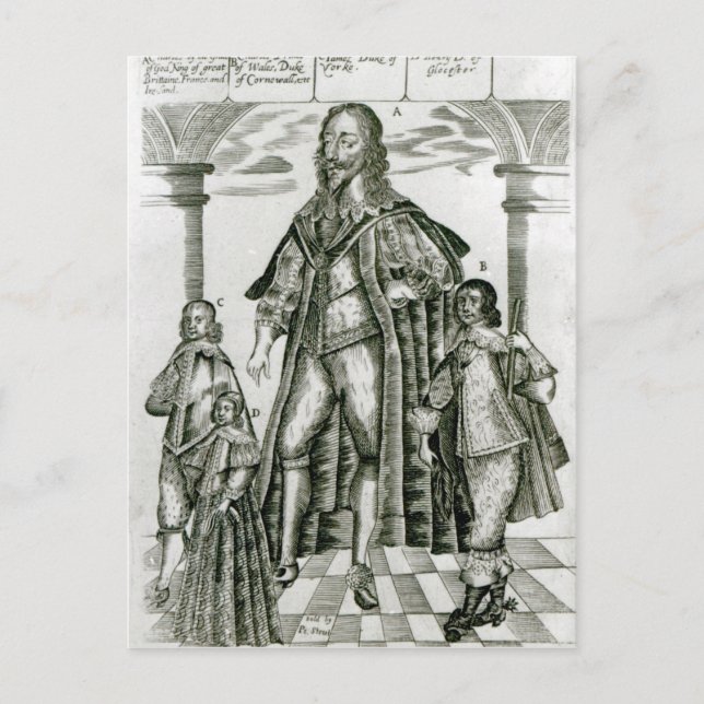 Charles I with his Children Postcard (Front)