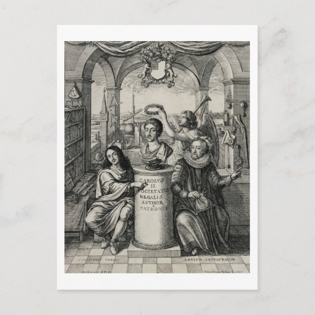 Charles II (1630-85) as Patron of the Royal Societ Postcard (Front)