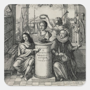 Charles II (1630-85) as Patron of the Royal Societ Square Sticker