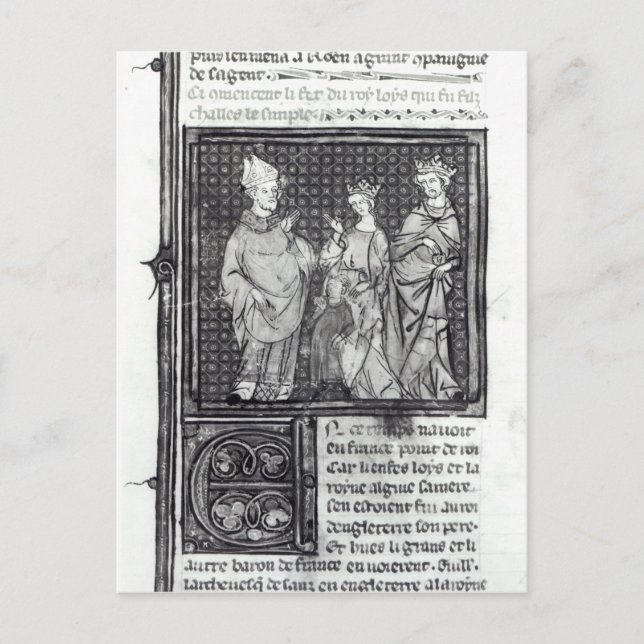 Charles III  the Simple with his wife and his Postcard (Front)