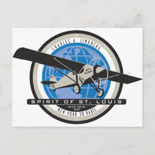 Charles Linberg Historic Flight Postcard