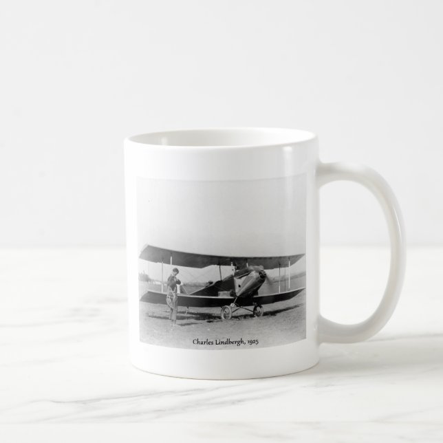 Charles Lindbergh And Vintage Aeroplane Coffee Mug (Right)