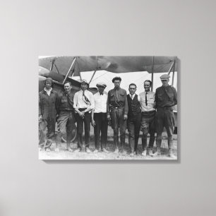 Charles Lindbergh with 7 men, including Canvas Print