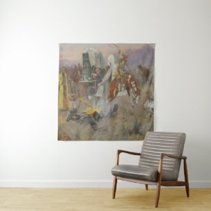 Charles M Russell - Bronc at Cow Camp Tapestry