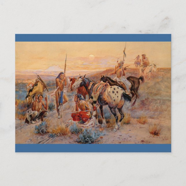 Charles M. Russell's First Wagon Tracks (1908) Postcard (Front)