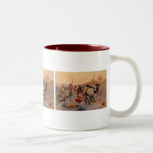 Charles M. Russell's First Wagon Tracks (1908) Two-Tone Coffee Mug