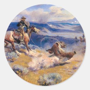 Charles M. Russell's Loops and Swift Horses (1916) Classic Round Sticker