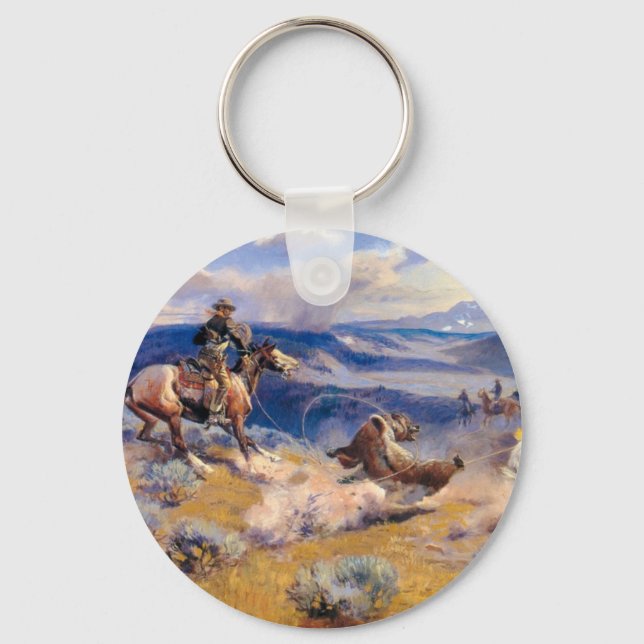 Charles M. Russell's Loops and Swift Horses (1916) Key Ring (Front)
