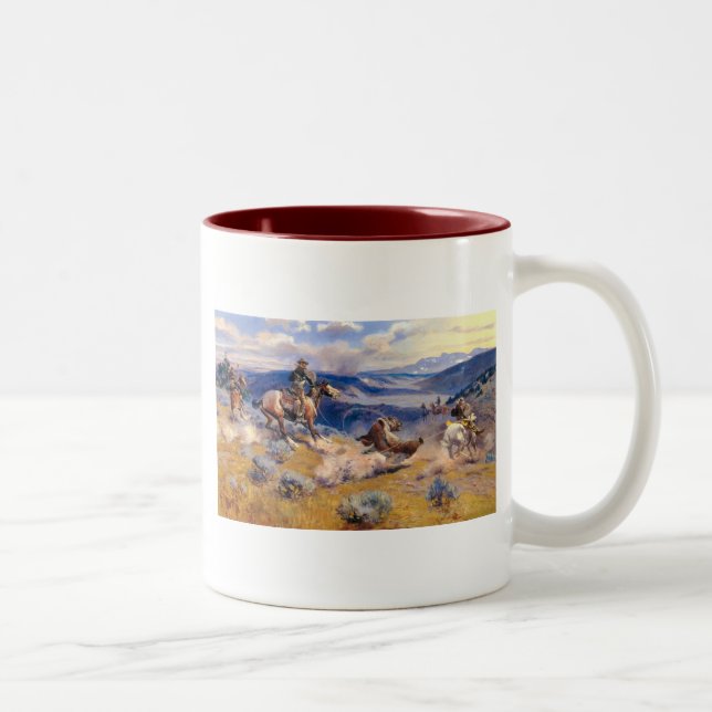 Charles M. Russell's Loops and Swift Horses (1916) Two-Tone Coffee Mug (Right)
