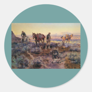 Charles M. Russell's Paying the Fiddler (1919) Classic Round Sticker