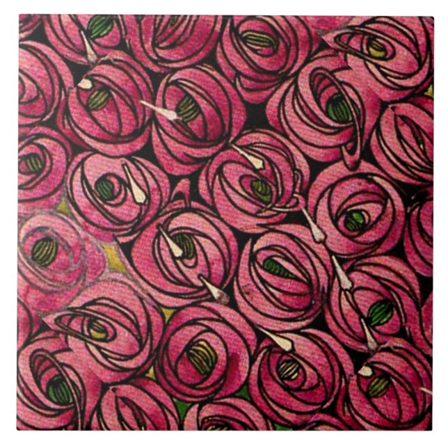 Charles Mackintosh painting, Roses Tile (Front)