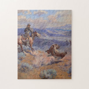 Charles Marion Russell - Loops And Swift Horses Jigsaw Puzzle