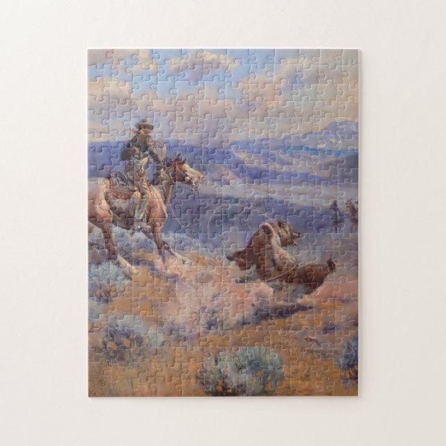 Charles Marion Russell - Loops And Swift Horses Jigsaw Puzzle (Vertical)
