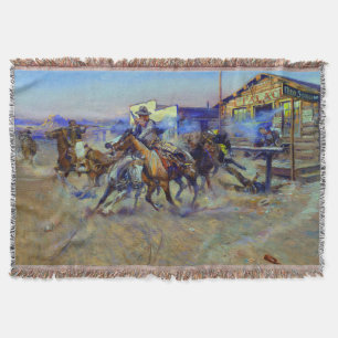 Charles Marion Russell Smoke of a .45 1908 Throw Blanket