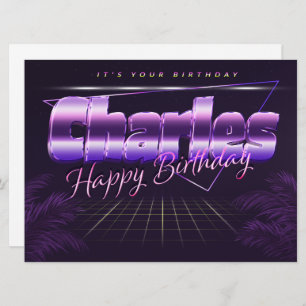 Charles Name First name lila retro card Birthday