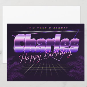 Charles Name First name lila retro card Birthday