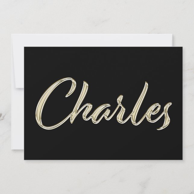 Charles Name white gold Handwriting Card (Front)