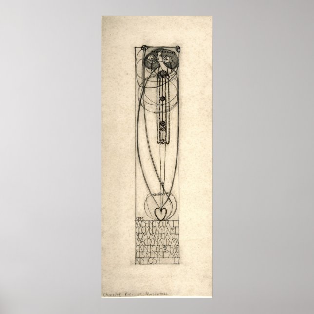 Charles Rennie Mackintosh 1890 New Year's Card Poster (Front)