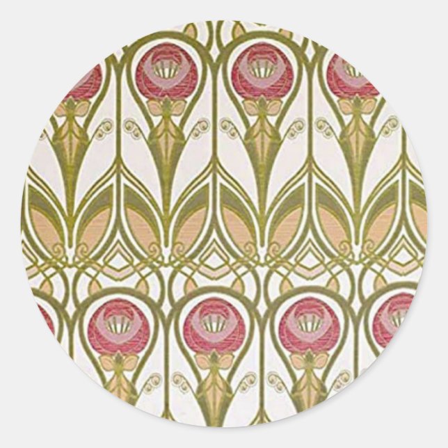 Charles Rennie Mackintosh flowers design Classic Round Sticker (Front)