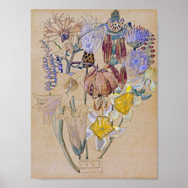 Charles Rennie Mackintosh - Mont Louis  -  Flower Poster (Front)