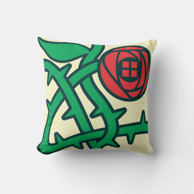 Charles Rennie Mackintosh Rose Pattern Throw Pillo Cushion (Front)